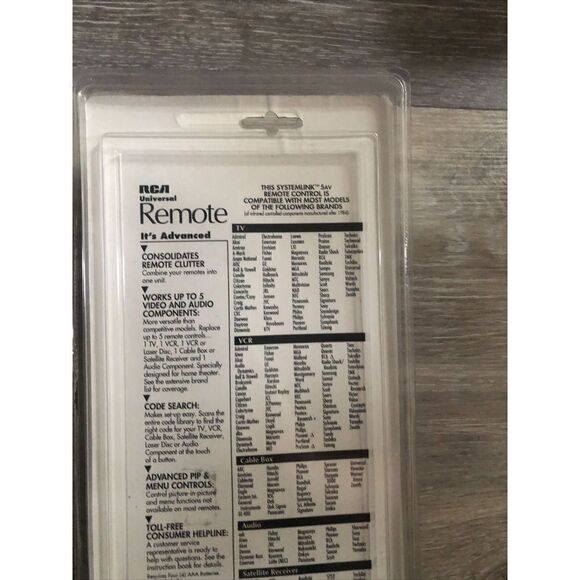 NEW RCA SYSTEMLINK 5 AV RCU500 TV VCR CABLE UNIVERSAL REMOTE CONTROL - Picture 7 of 8